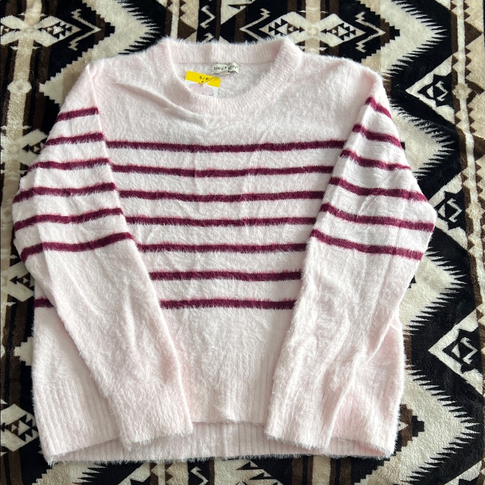 Super Comfy Pink Striped Women's Sweater